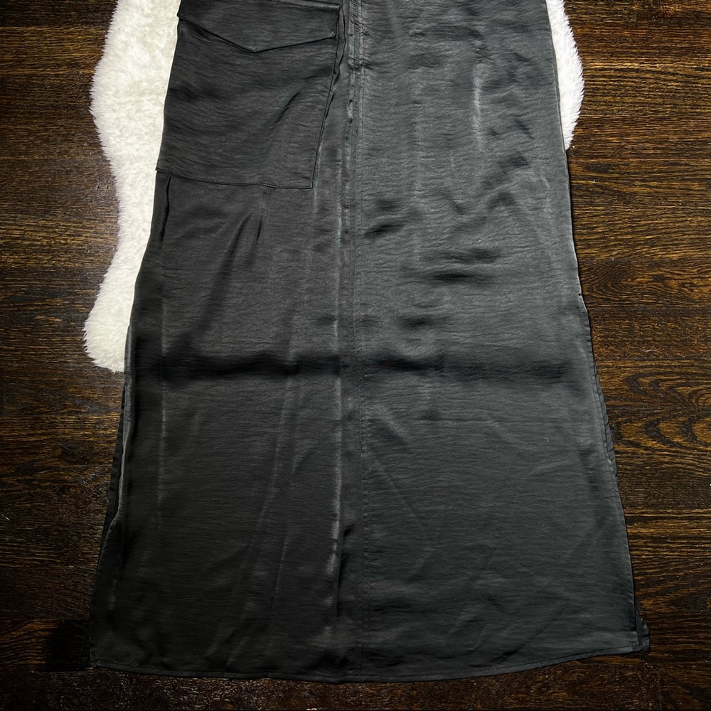NWT DKNY Black V Neck Maxi Dress with Cargo Pocket Size XXS - Picture 7 of 14